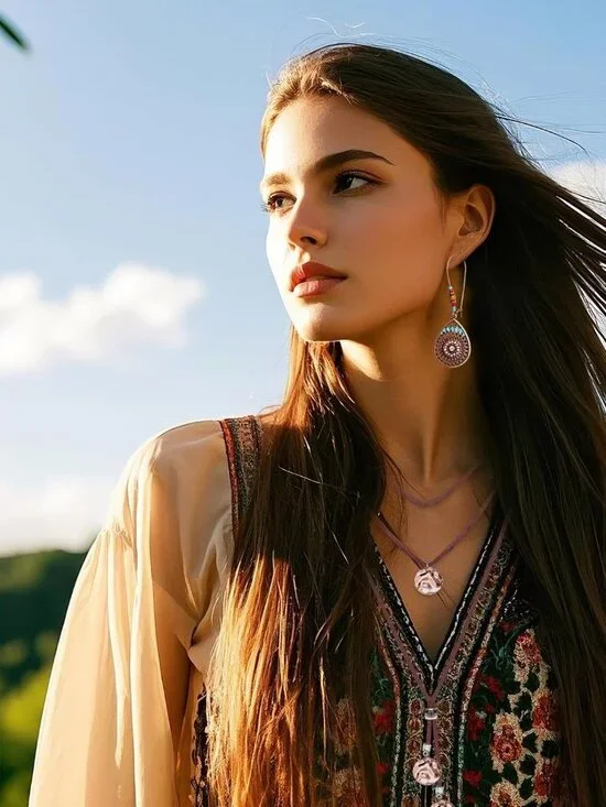 3 Pcs Western Jewelry Set for Women Classic Necklace Bracelet Earrings Bohemian - Picture 7 of 7